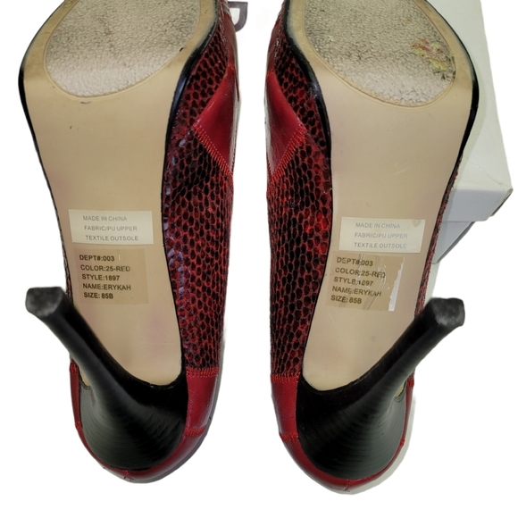 Baker Red Patches Stack Stiletto Heel Square Toe Vintage - Picture 5 of 8